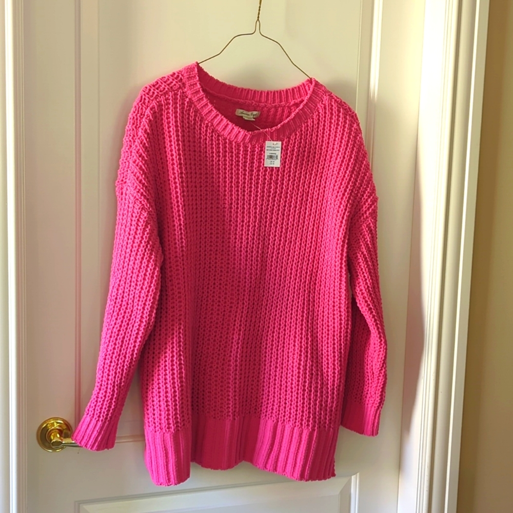 Barbie craze pink! Cable knit sweater size M